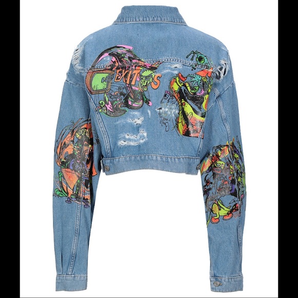 Jeremy Scott Graphic Print Denim Jacket - Picture 2 of 9